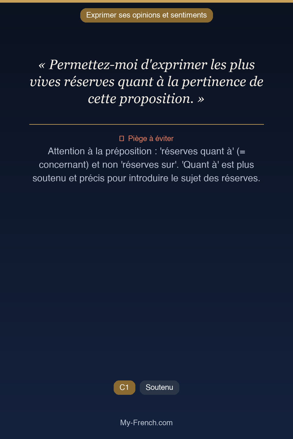 Français des affaires : « Permettez-moi d'exprimer les plus vives réserves quant à la pertinence »