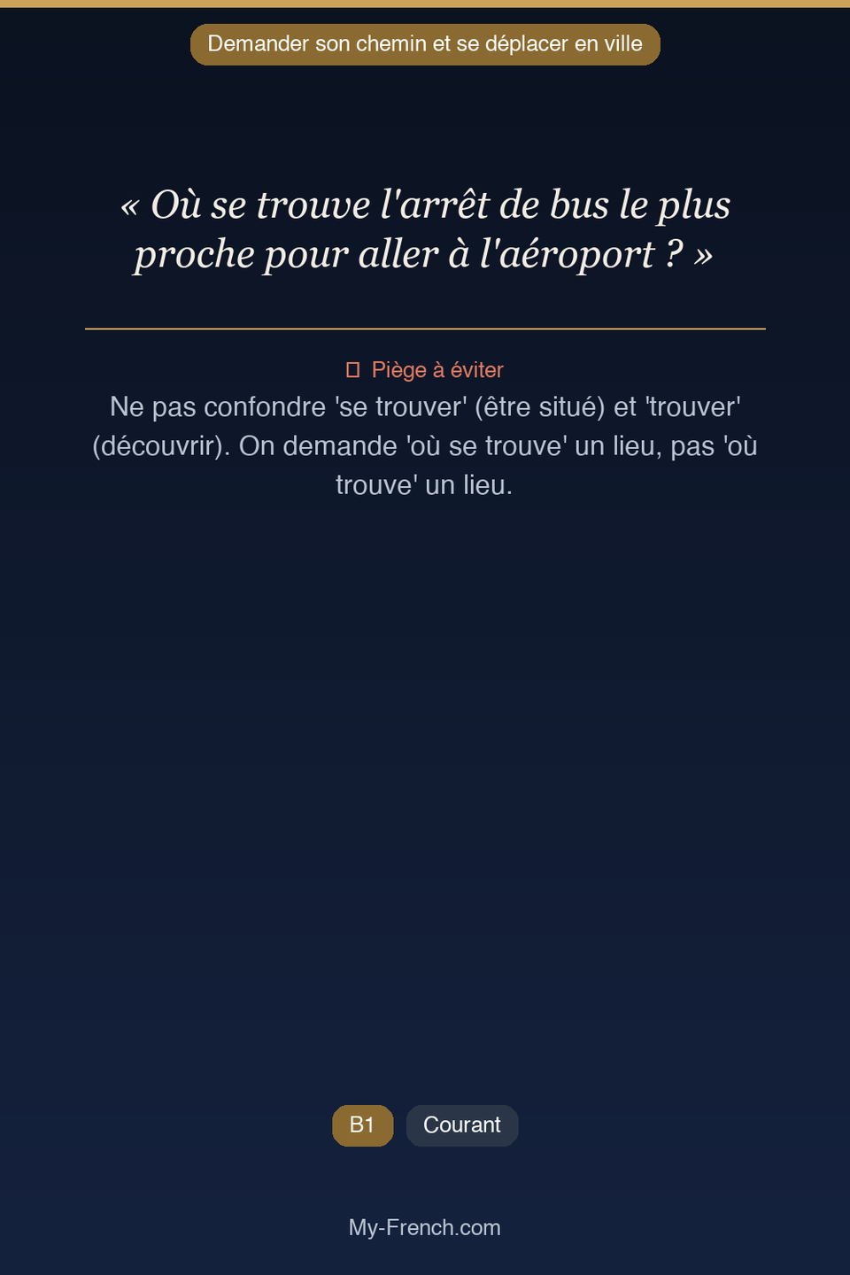 Français des affaires : « Où se trouve l'arrêt de bus le plus proche pour aller à l'aéroport ? »
