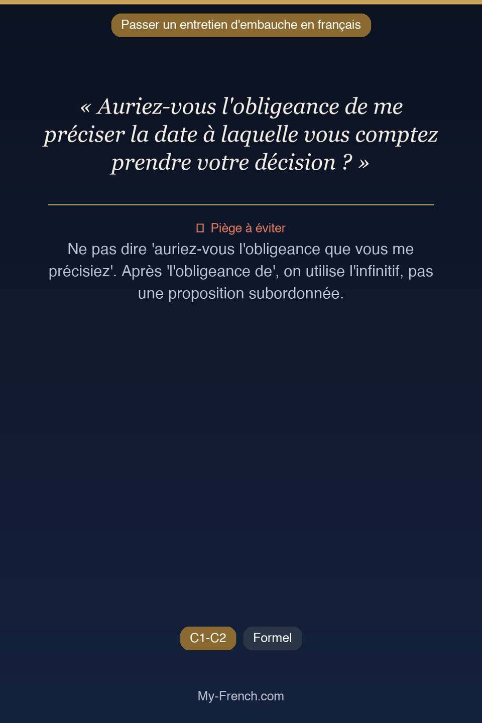 Français des affaires : « Auriez-vous l'obligeance de me préciser la date à laquelle vous compte »