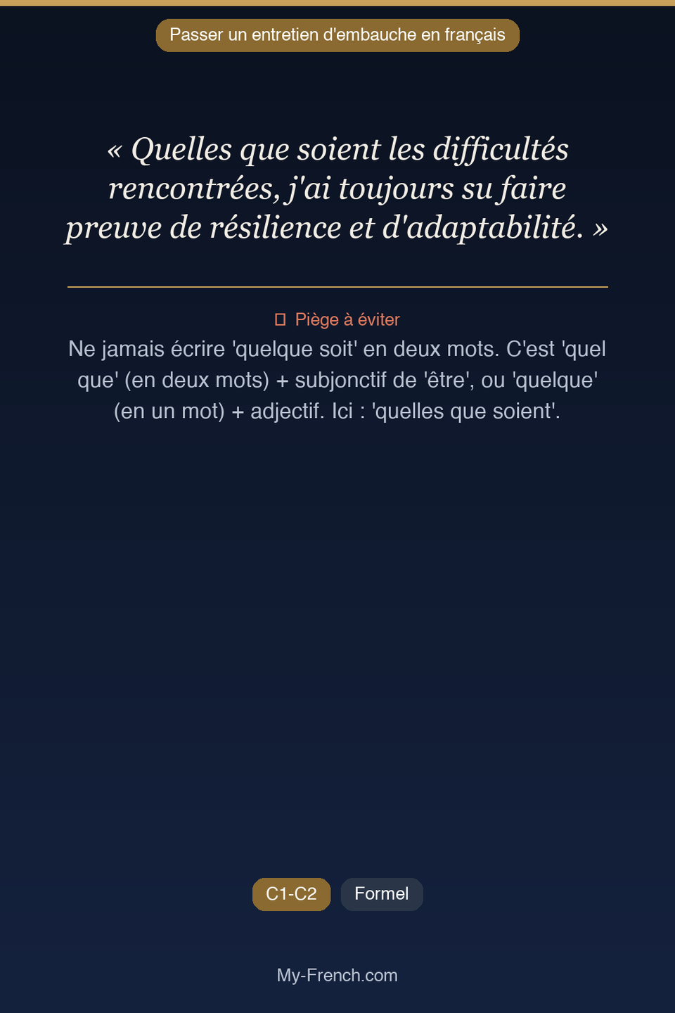 Français des affaires : « Quelles que soient les difficultés rencontrées, j'ai toujours su faire »