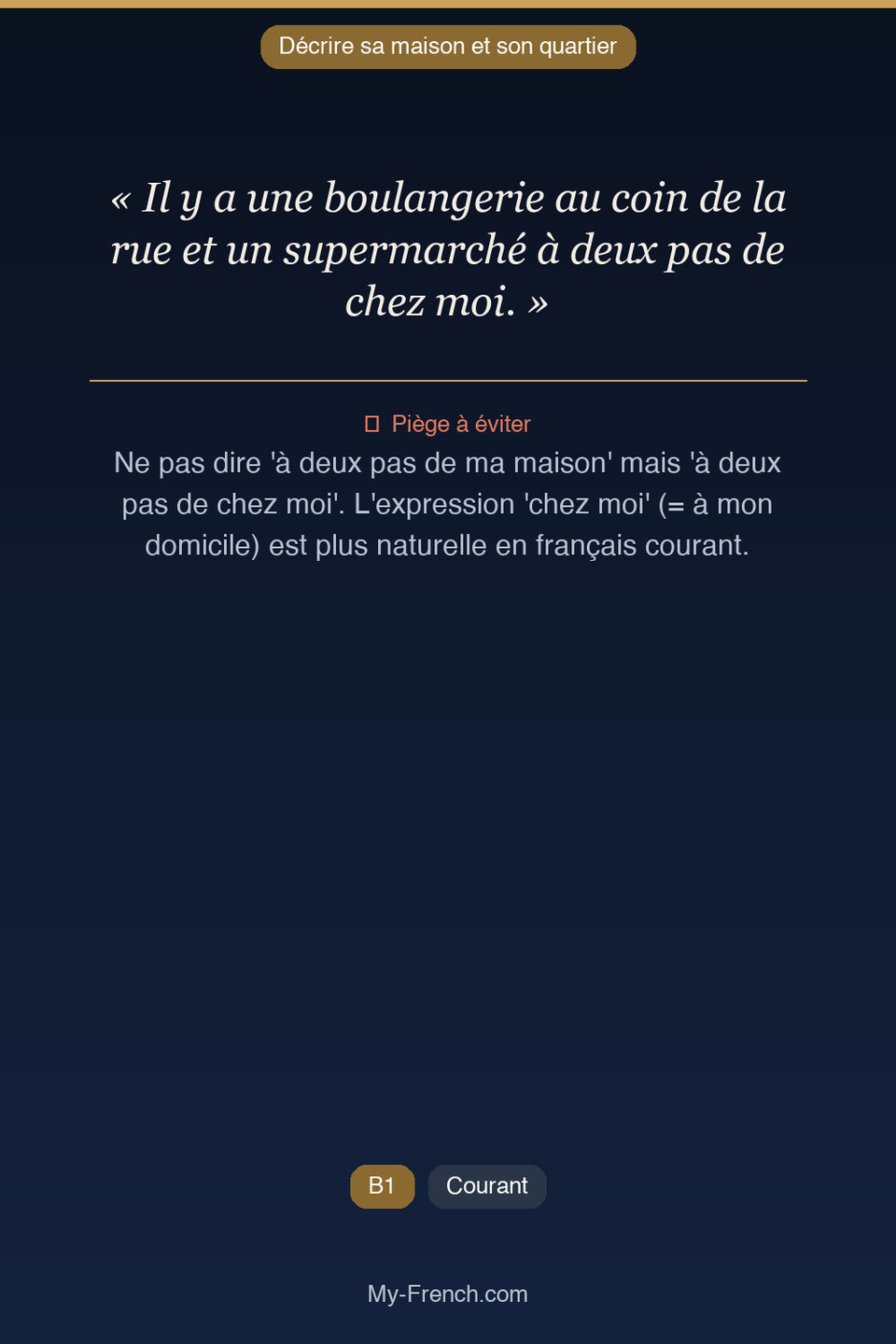 Français des affaires : « Il y a une boulangerie au coin de la rue et un supermarché à deux pas  »