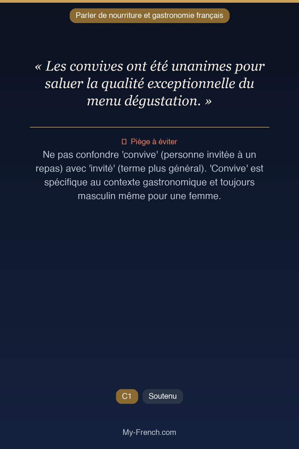 Français des affaires : « Les convives ont été unanimes pour saluer la qualité exceptionnelle du »