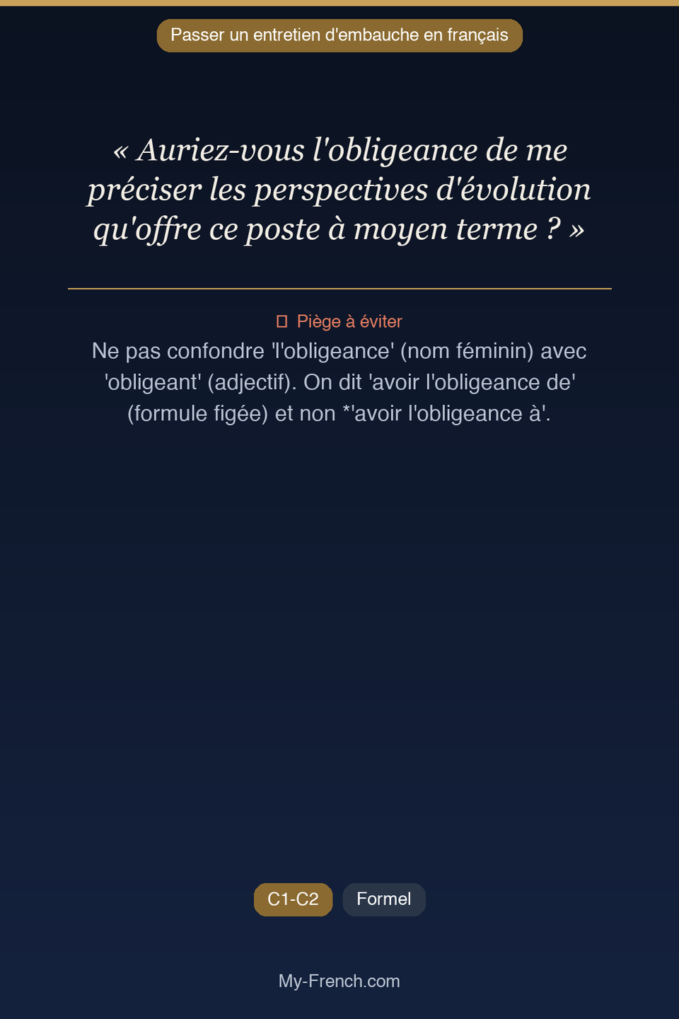 Français des affaires : « Auriez-vous l'obligeance de me préciser les perspectives d'évolution q »