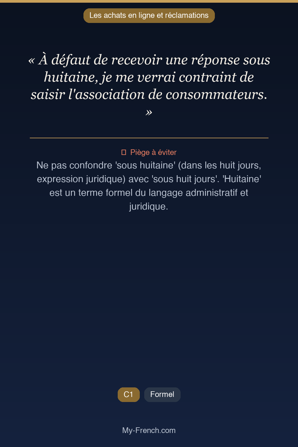 Français des affaires : « À défaut de recevoir une réponse sous huitaine, je me verrai contraint »