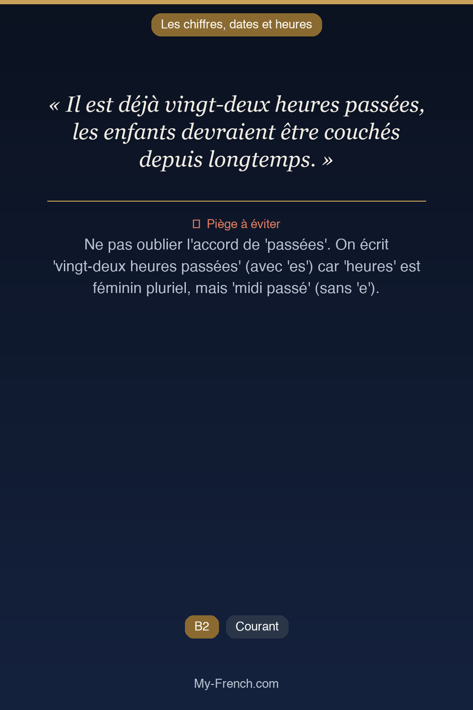 Français des affaires : « Il est déjà vingt-deux heures passées, les enfants devraient être couc »