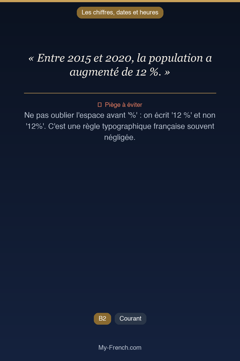 Français des affaires : « Entre 2015 et 2020, la population a augmenté de 12 %. »