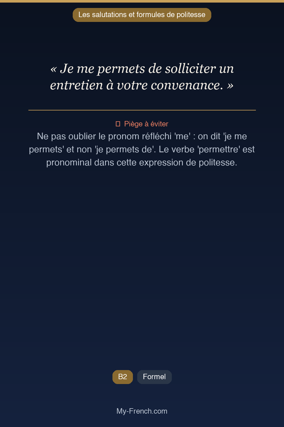 Français des affaires : « Je me permets de solliciter un entretien à votre convenance. »