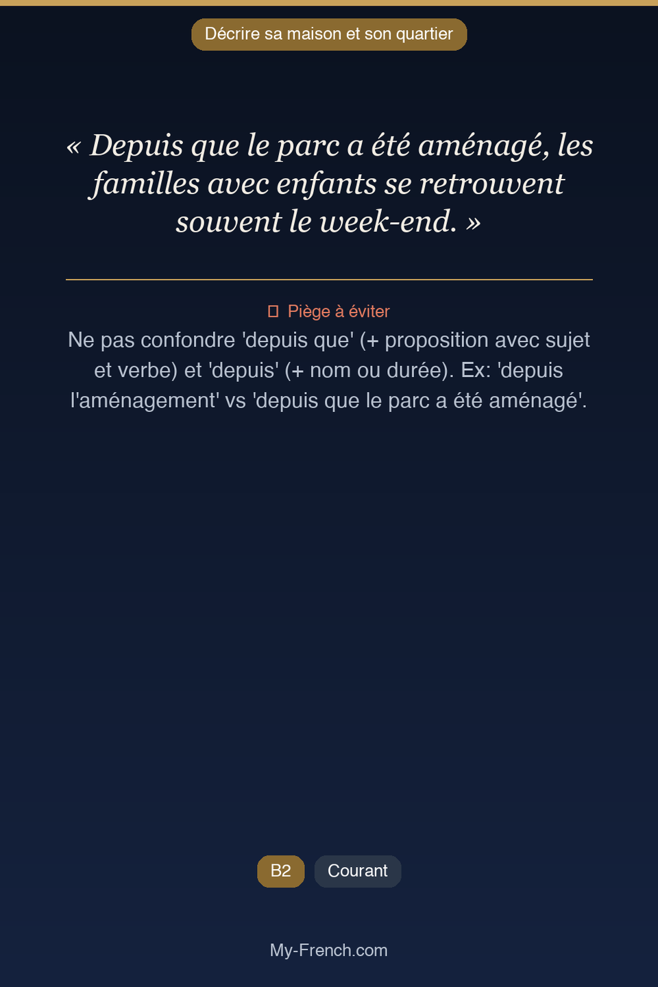 Français des affaires : « Depuis que le parc a été aménagé, les familles avec enfants se retrouv »