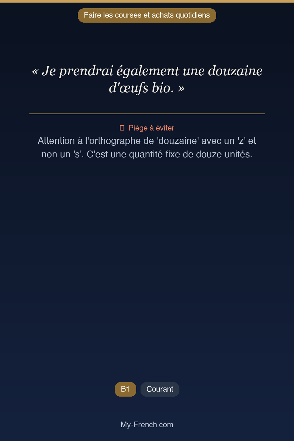 Français des affaires : « Je prendrai également une douzaine d'œufs bio. »