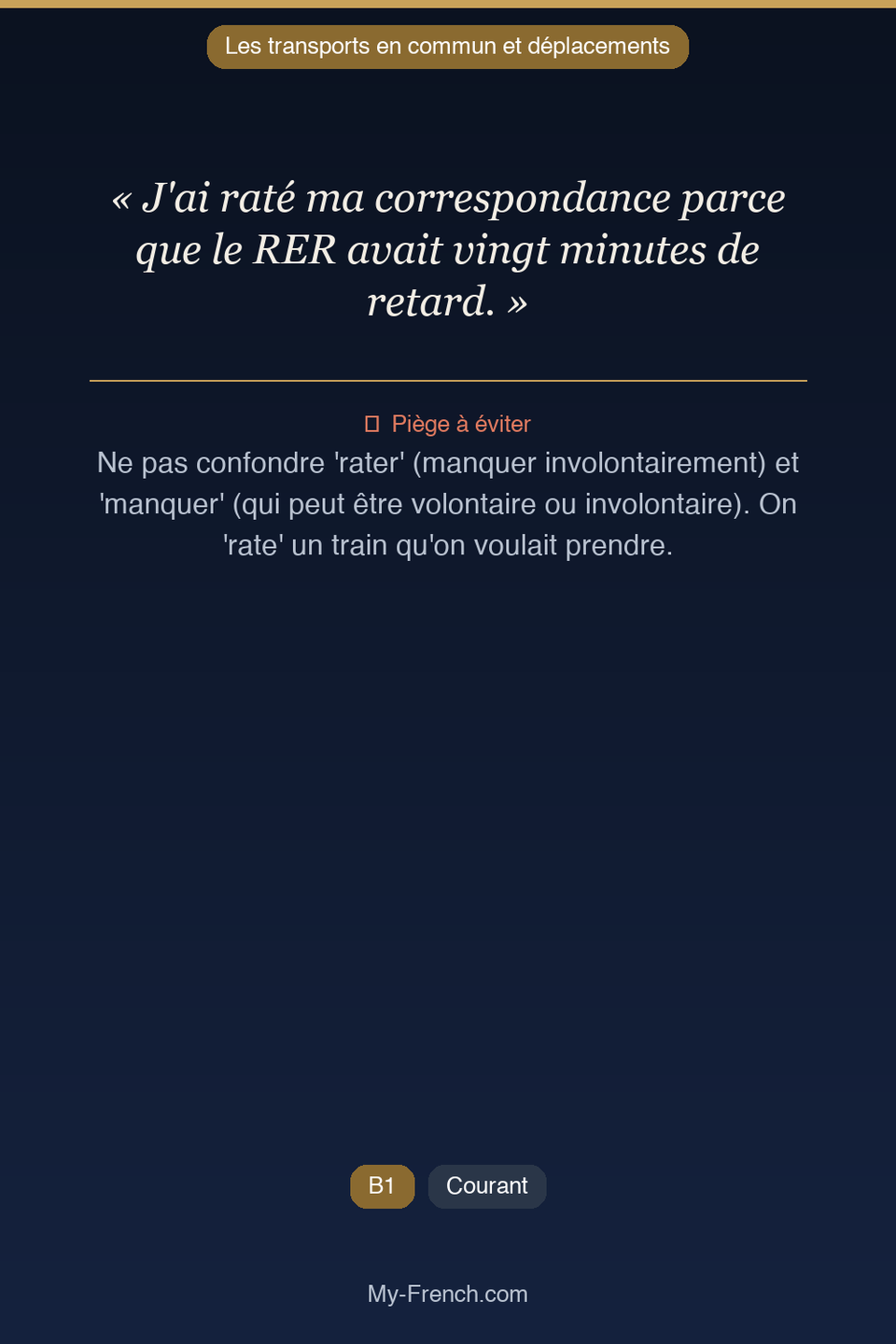 Français des affaires : « J'ai raté ma correspondance parce que le RER avait vingt minutes de re »