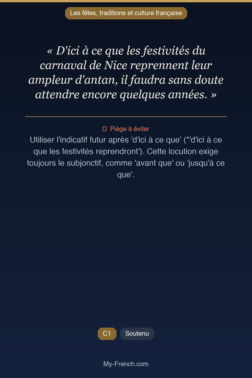 Français des affaires : « D'ici à ce que les festivités du carnaval de Nice reprennent leur ampl »