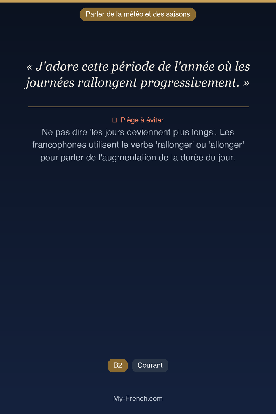 Français des affaires : « J'adore cette période de l'année où les journées rallongent progressiv »