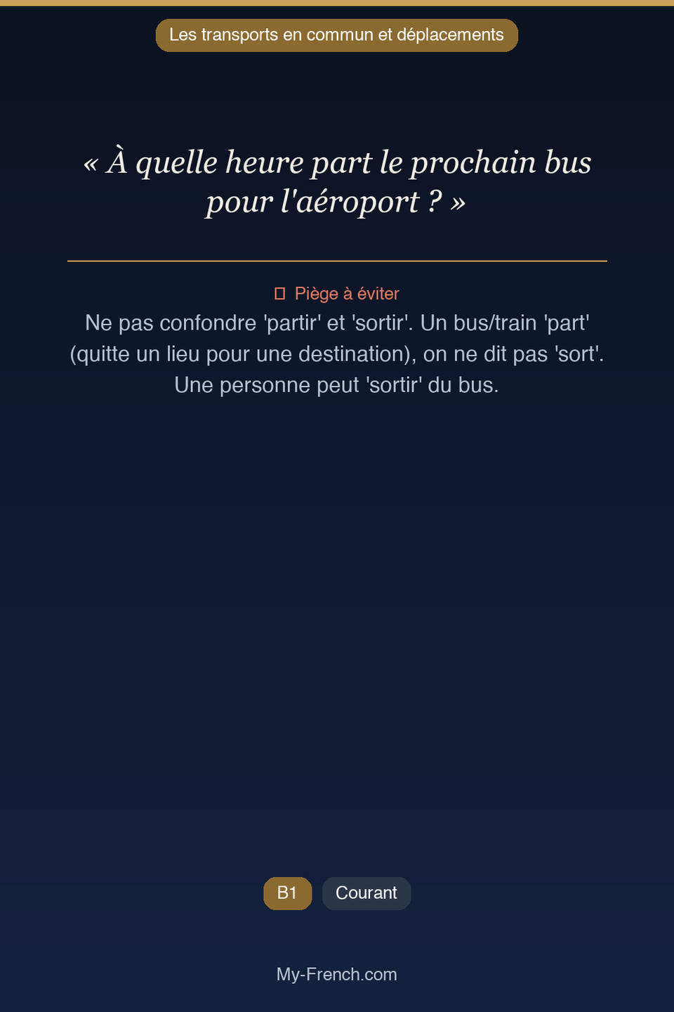 Français des affaires : « À quelle heure part le prochain bus pour l'aéroport ? »