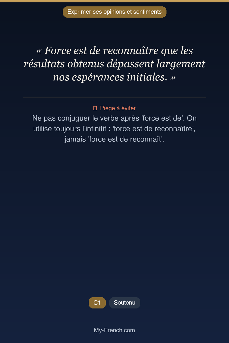Français des affaires : « Force est de reconnaître que les résultats obtenus dépassent largement »