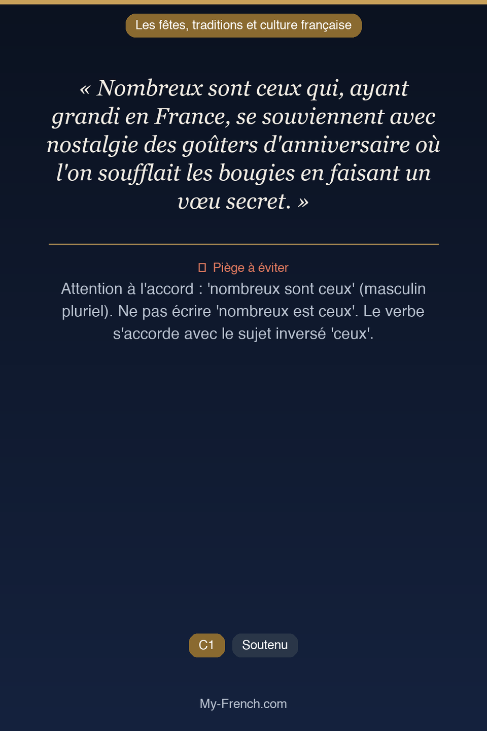 Français des affaires : « Nombreux sont ceux qui, ayant grandi en France, se souviennent avec no »