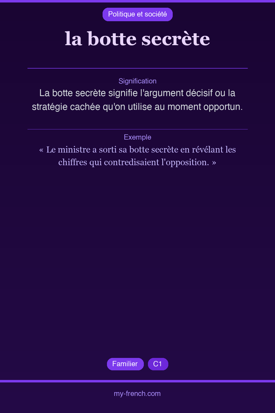 la botte secrète : que veut dire cette expression ?