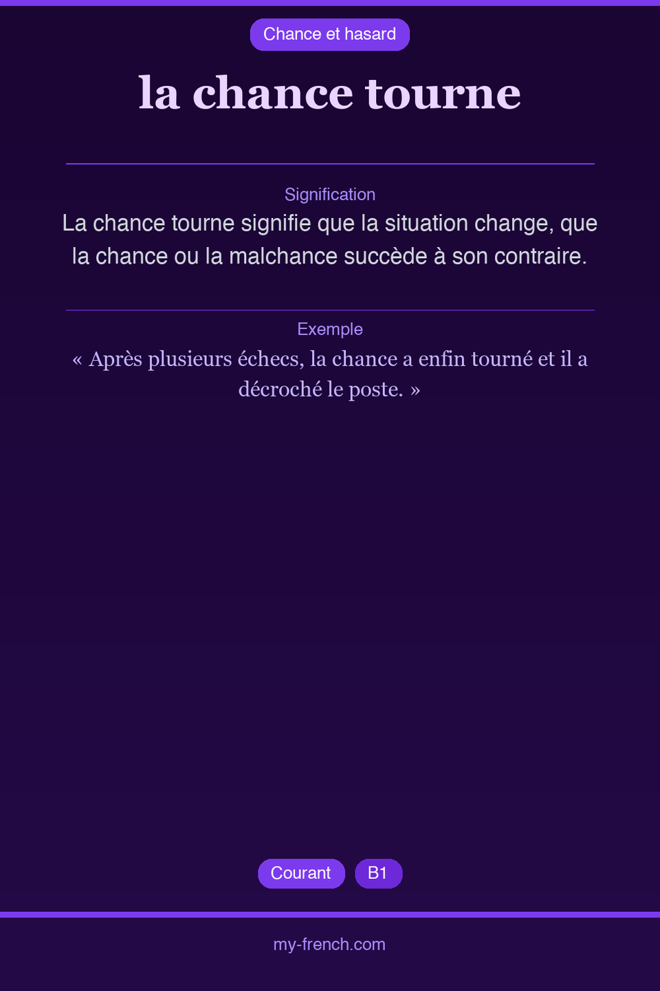 la chance tourne : que veut dire cette expression ?