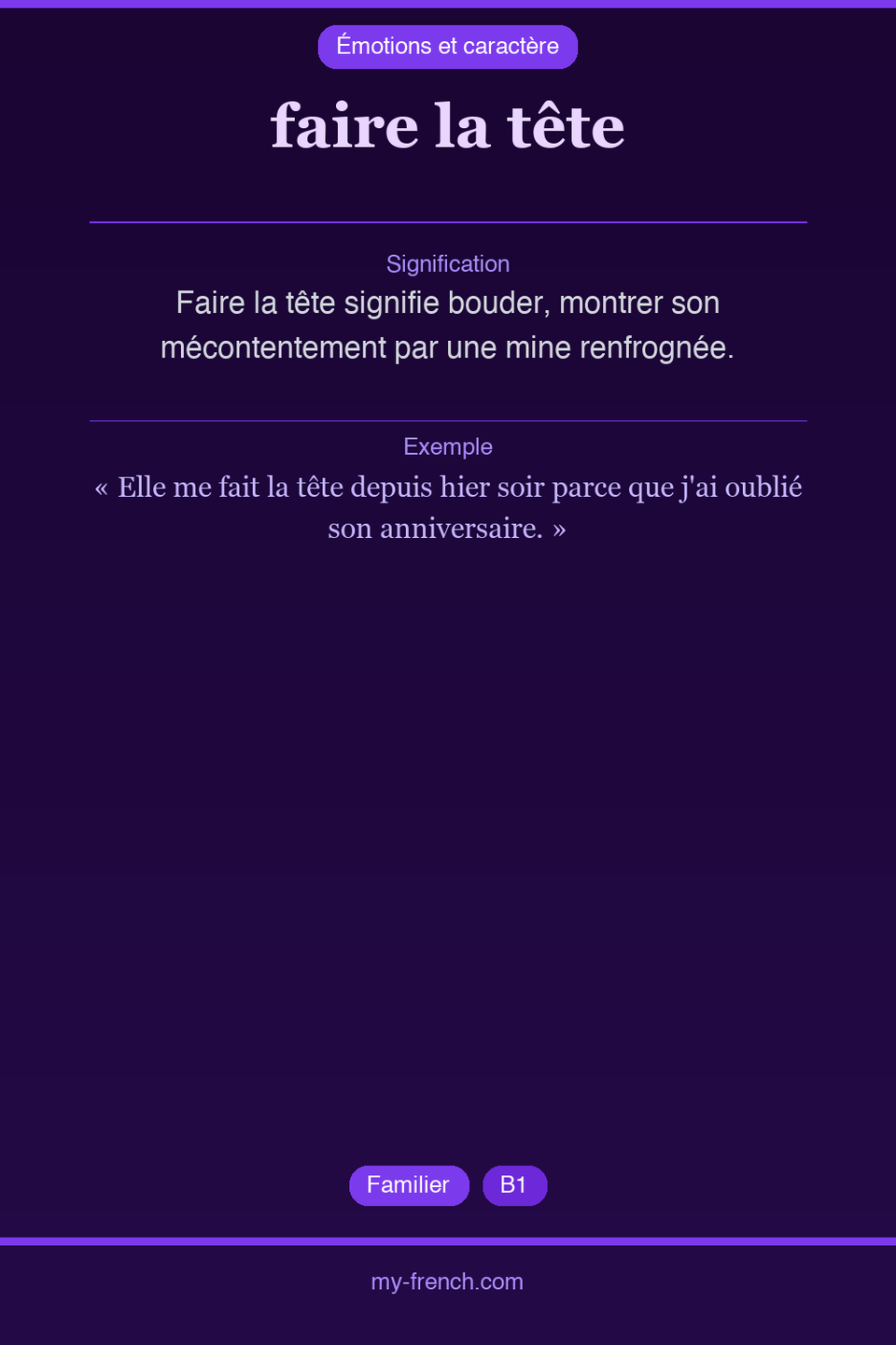 faire la tête : que veut dire cette expression ?