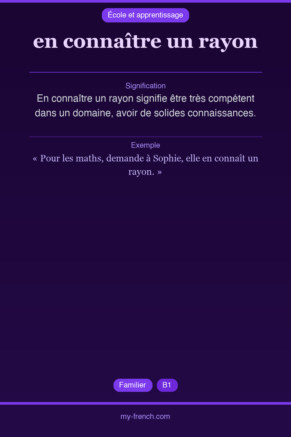 en connaître un rayon : que veut dire cette expression ?