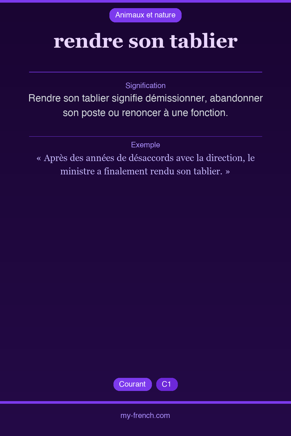 rendre son tablier : que veut dire cette expression ?