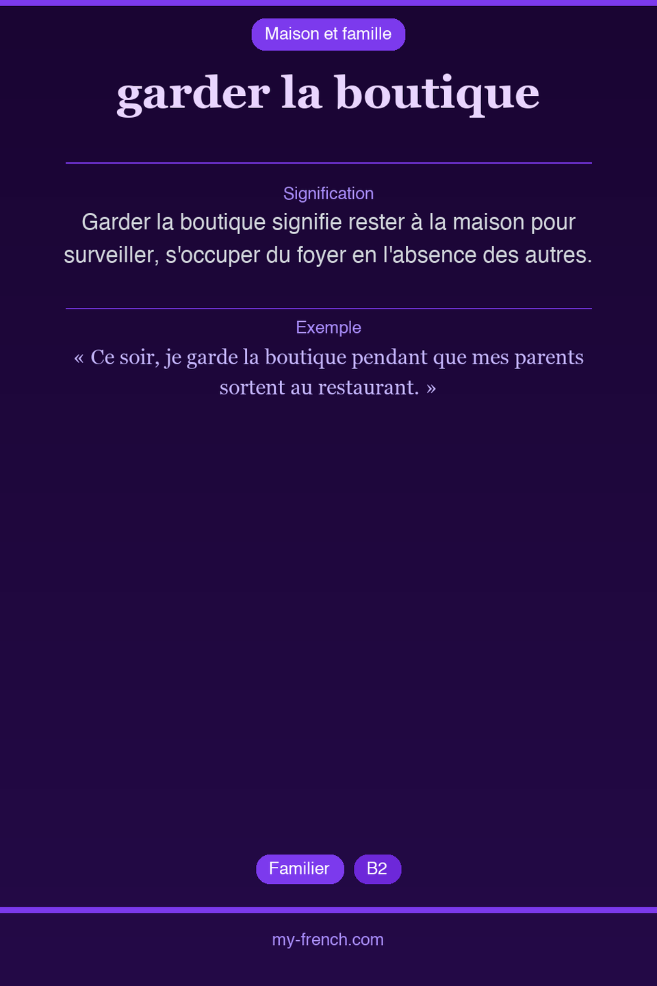 garder la boutique : que veut dire cette expression ?