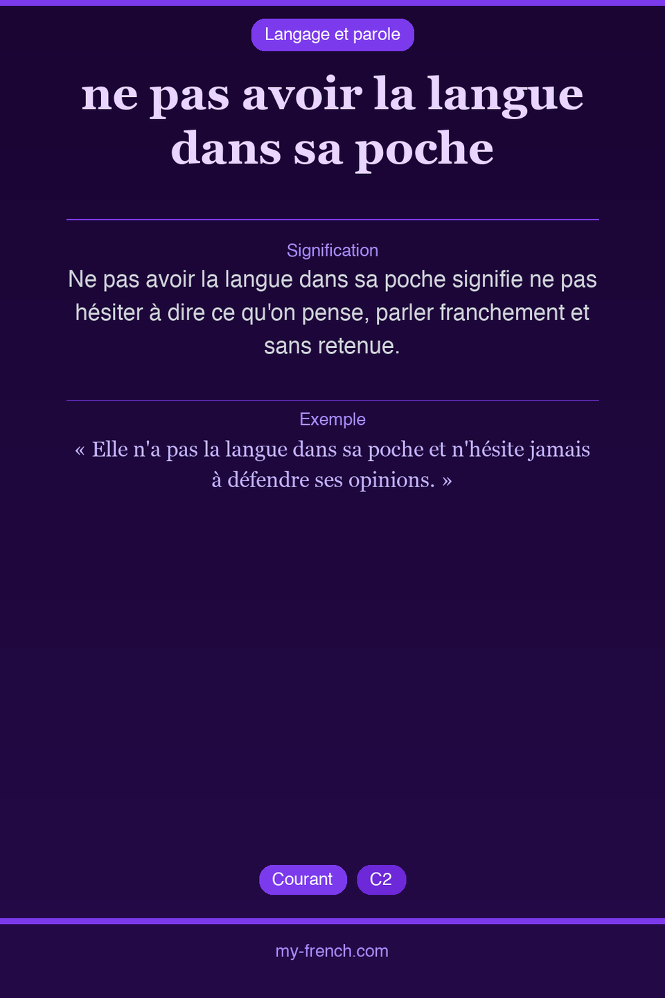 ne pas avoir la langue dans sa poche : que veut dire cette expression ?