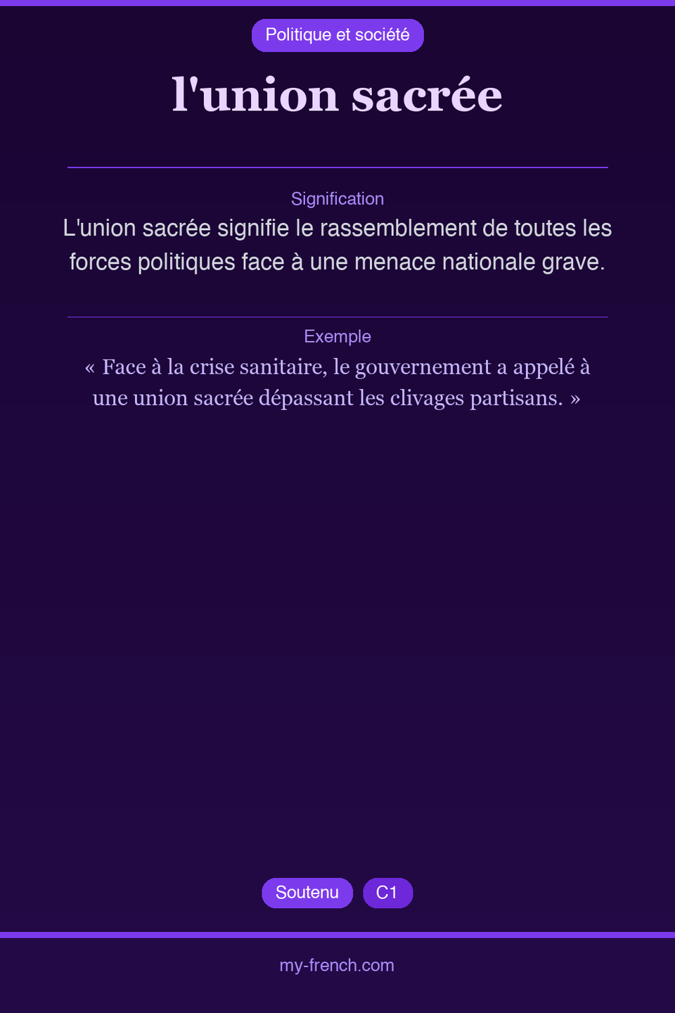 l'union sacrée : que veut dire cette expression ?