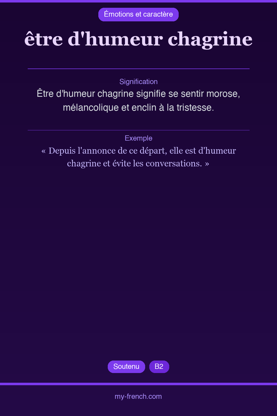 être d'humeur chagrine : que veut dire cette expression ?