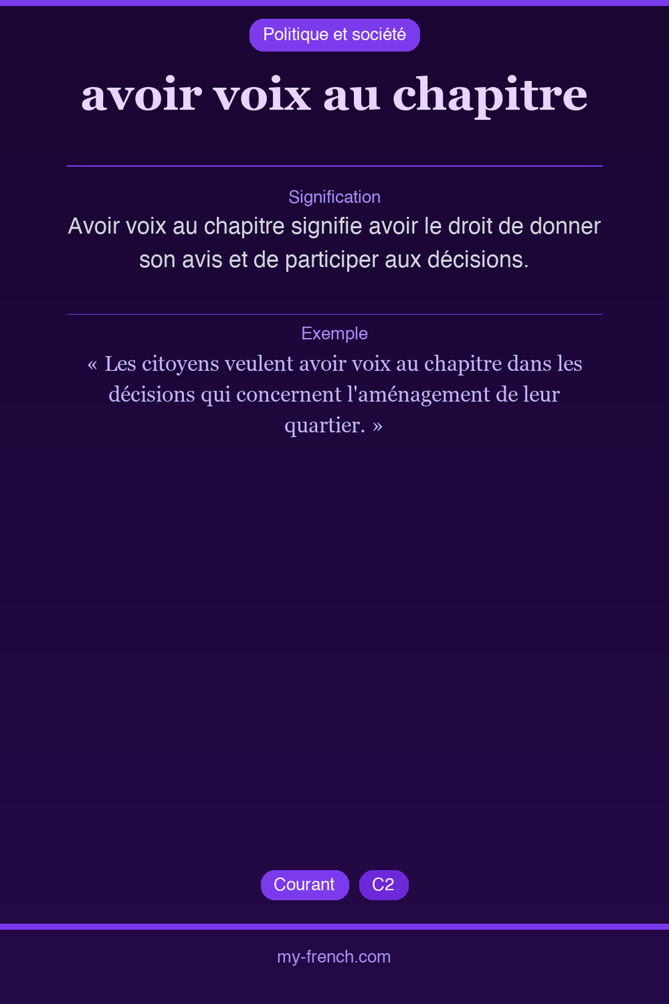 avoir voix au chapitre : que veut dire cette expression ?