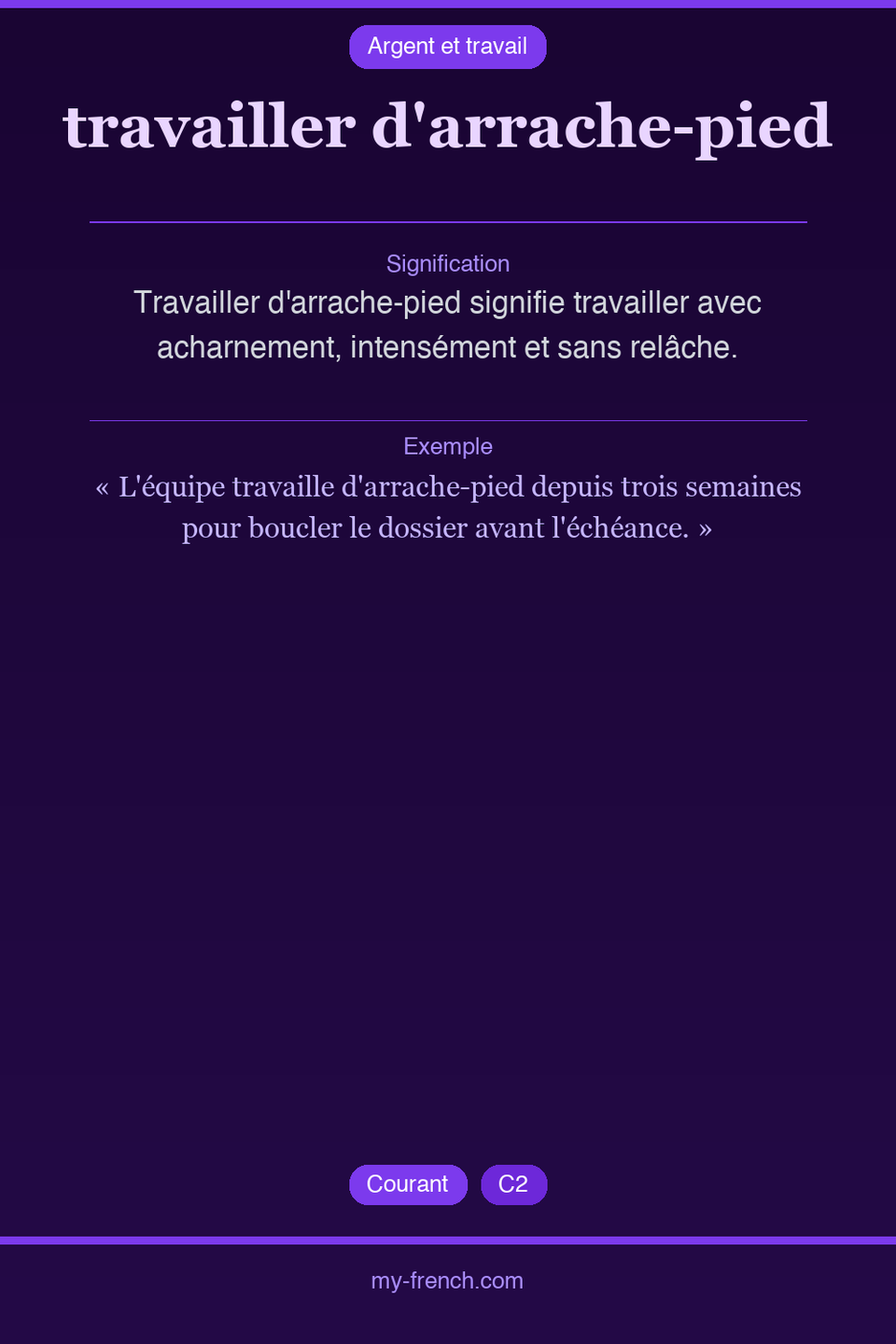 travailler d'arrache-pied : que veut dire cette expression ?