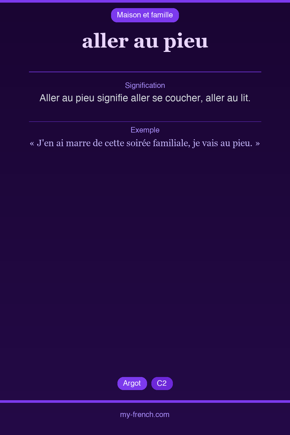 aller au pieu : que veut dire cette expression ?