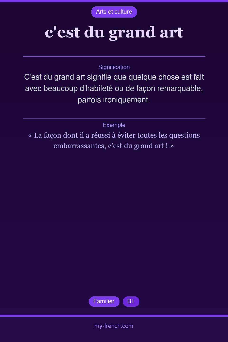 c'est du grand art : que veut dire cette expression ?
