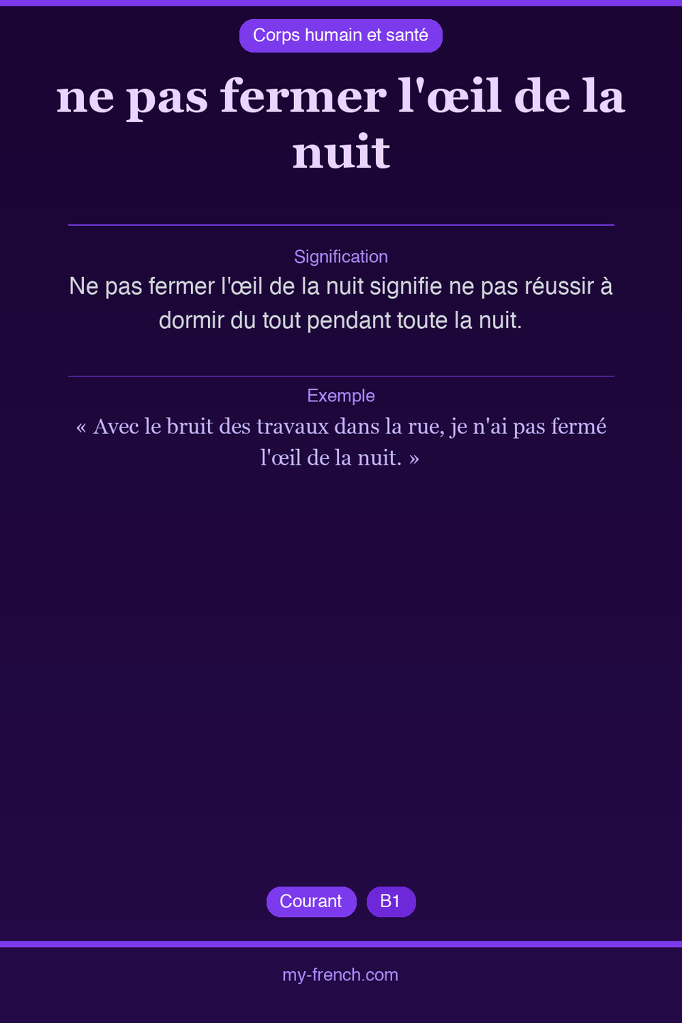 ne pas fermer l'œil de la nuit : que veut dire cette expression ?