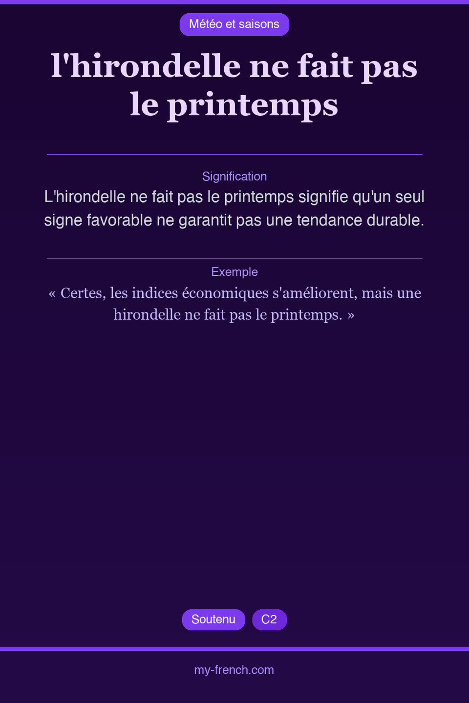 l'hirondelle ne fait pas le printemps : que veut dire cette expression ?
