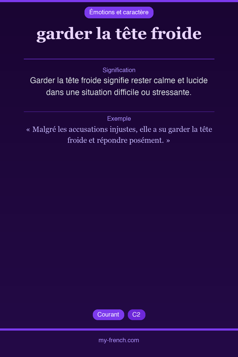 garder la tête froide : que veut dire cette expression ?