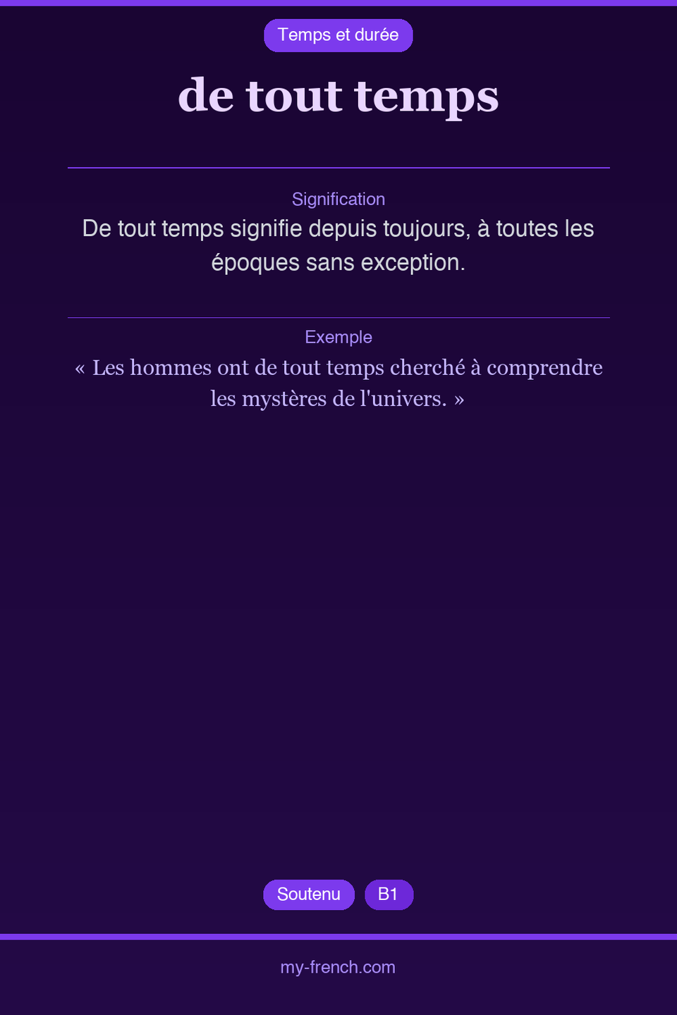 de tout temps : que veut dire cette expression ?
