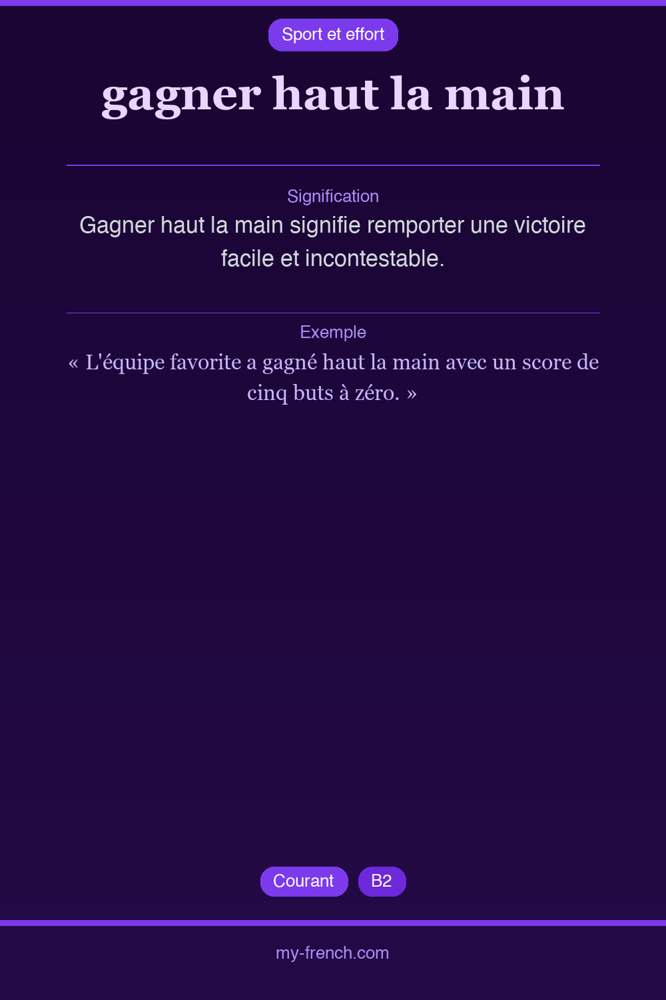 gagner haut la main : que veut dire cette expression ?