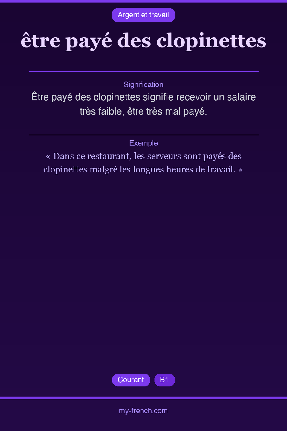 être payé des clopinettes : que veut dire cette expression ?