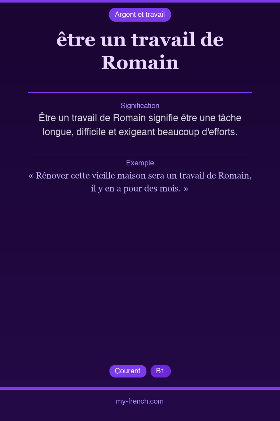 être un travail de Romain : que veut dire cette expression ?