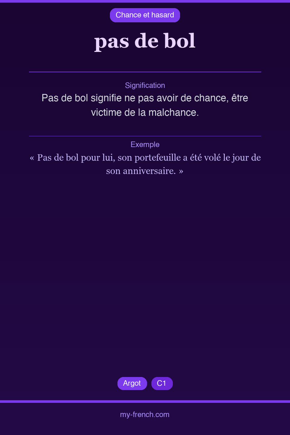pas de bol : que veut dire cette expression ?