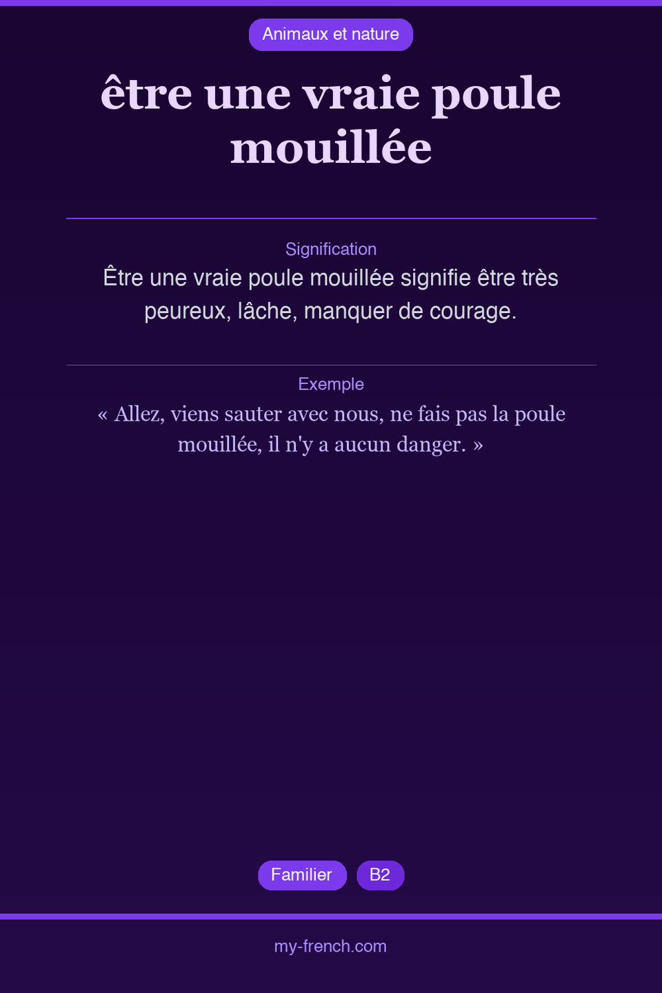 être une vraie poule mouillée : que veut dire cette expression ?