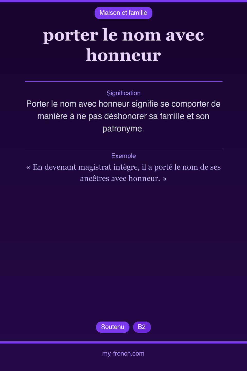 porter le nom avec honneur : que veut dire cette expression ?