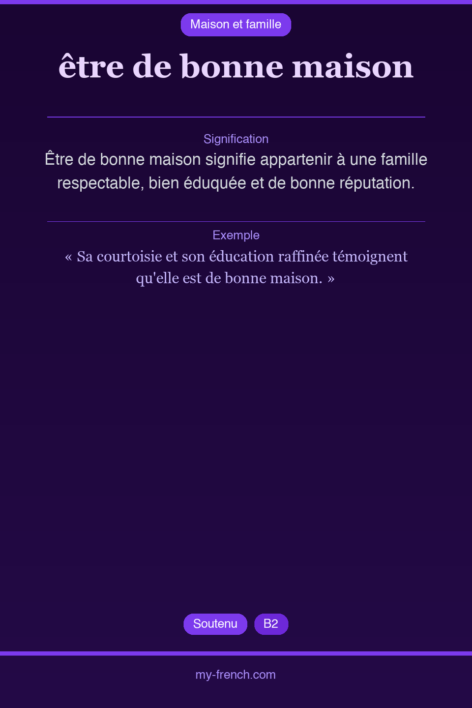 être de bonne maison : que veut dire cette expression ?