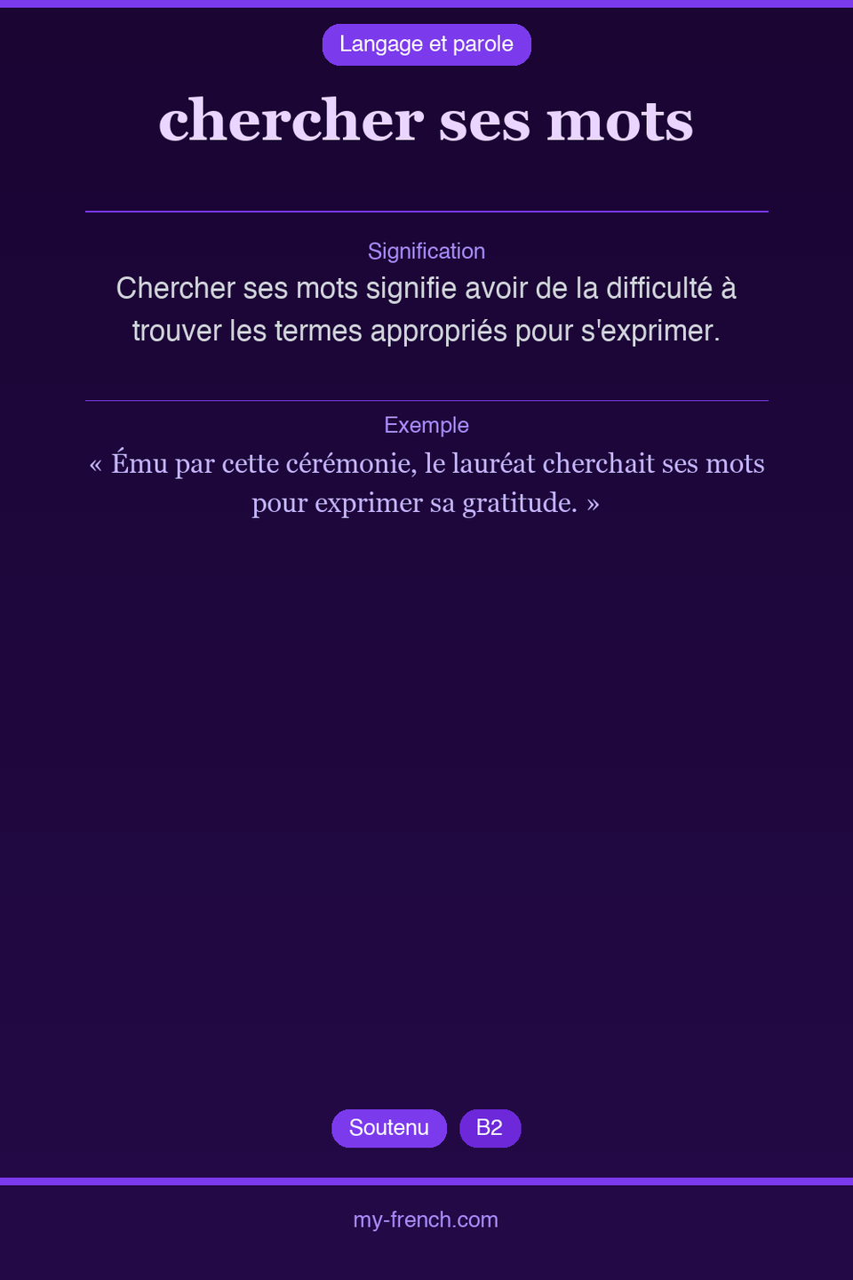 chercher ses mots : que veut dire cette expression ?