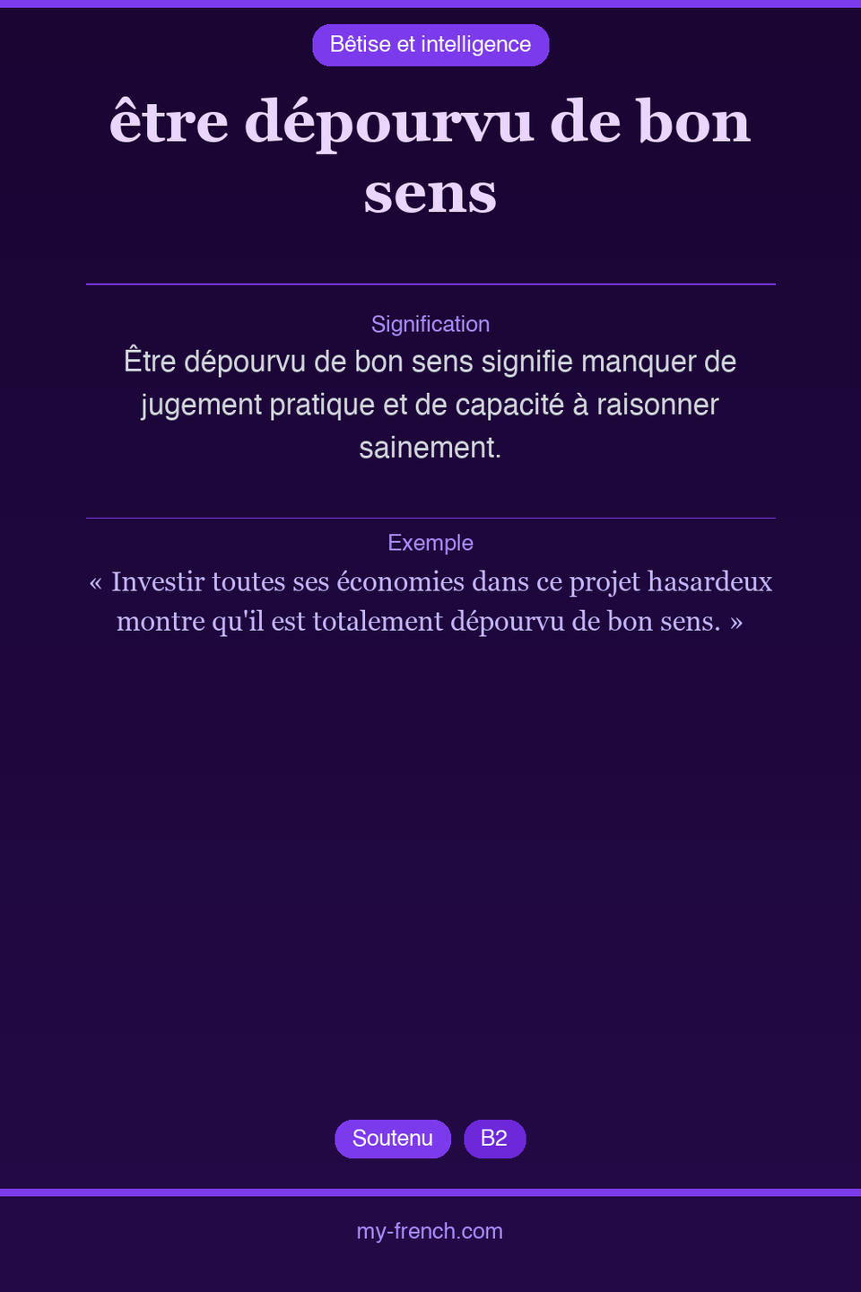 être dépourvu de bon sens : que veut dire cette expression ?