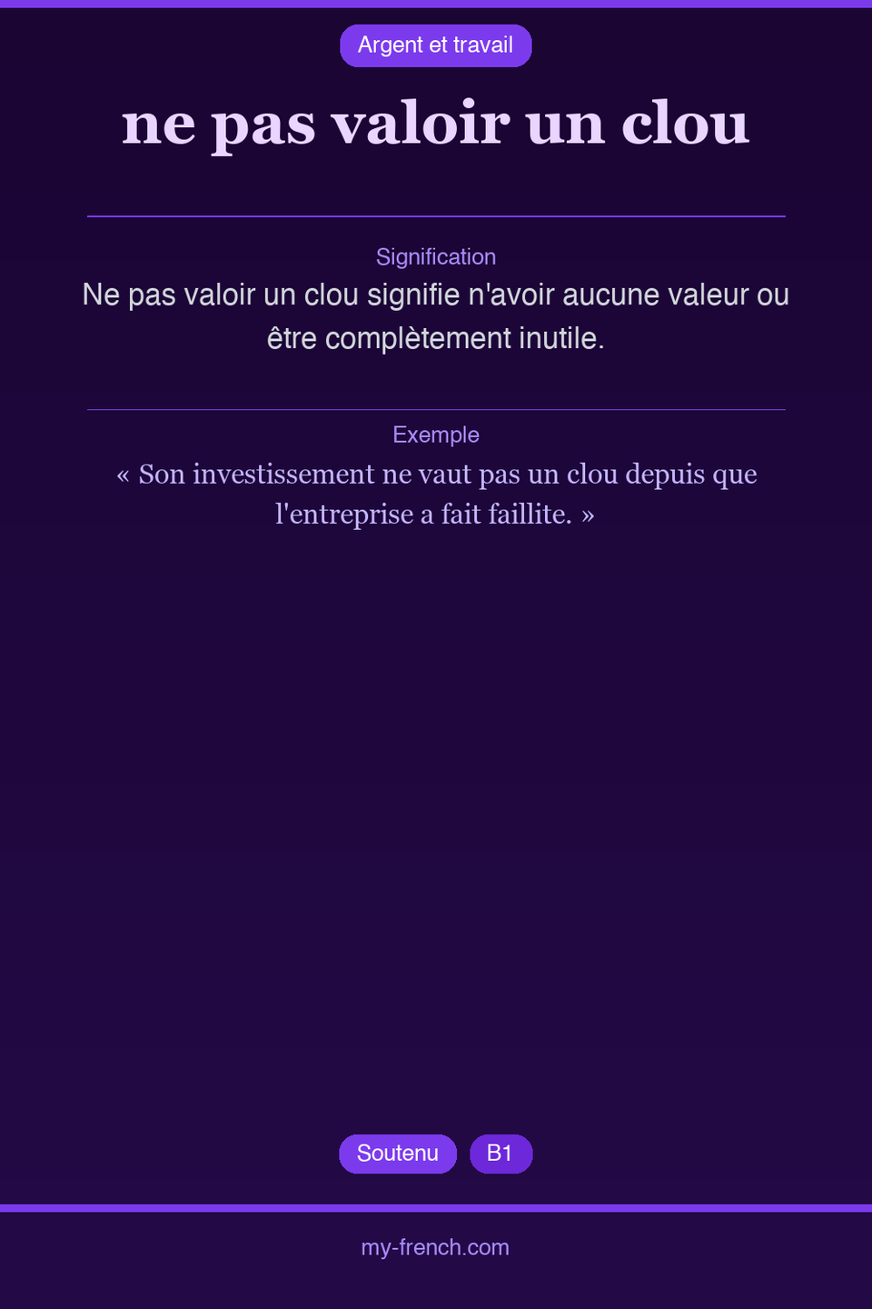 ne pas valoir un clou : que veut dire cette expression ?