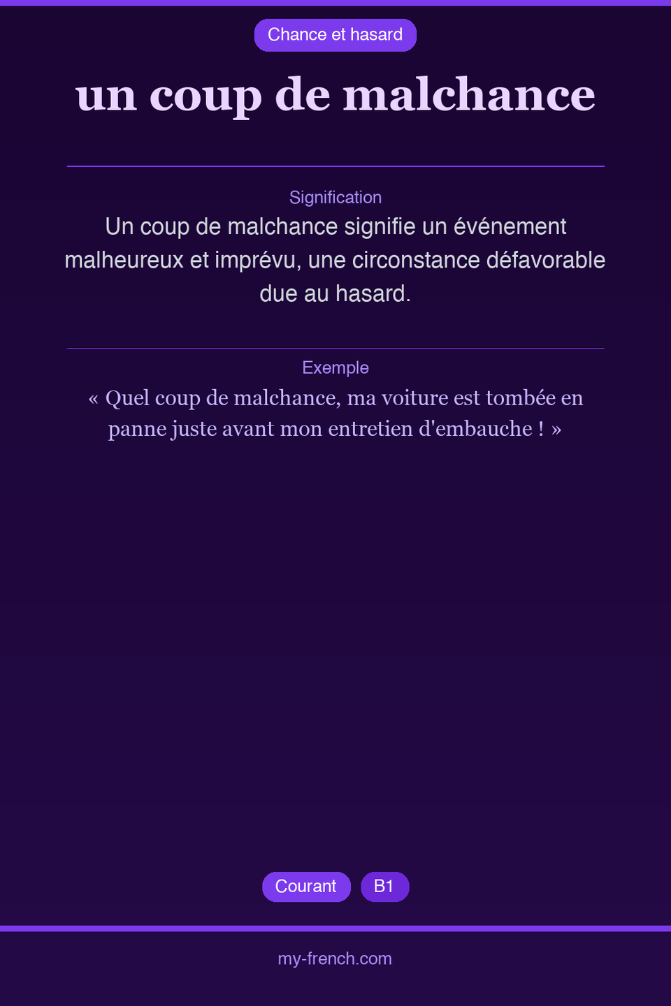 un coup de malchance : que veut dire cette expression ?