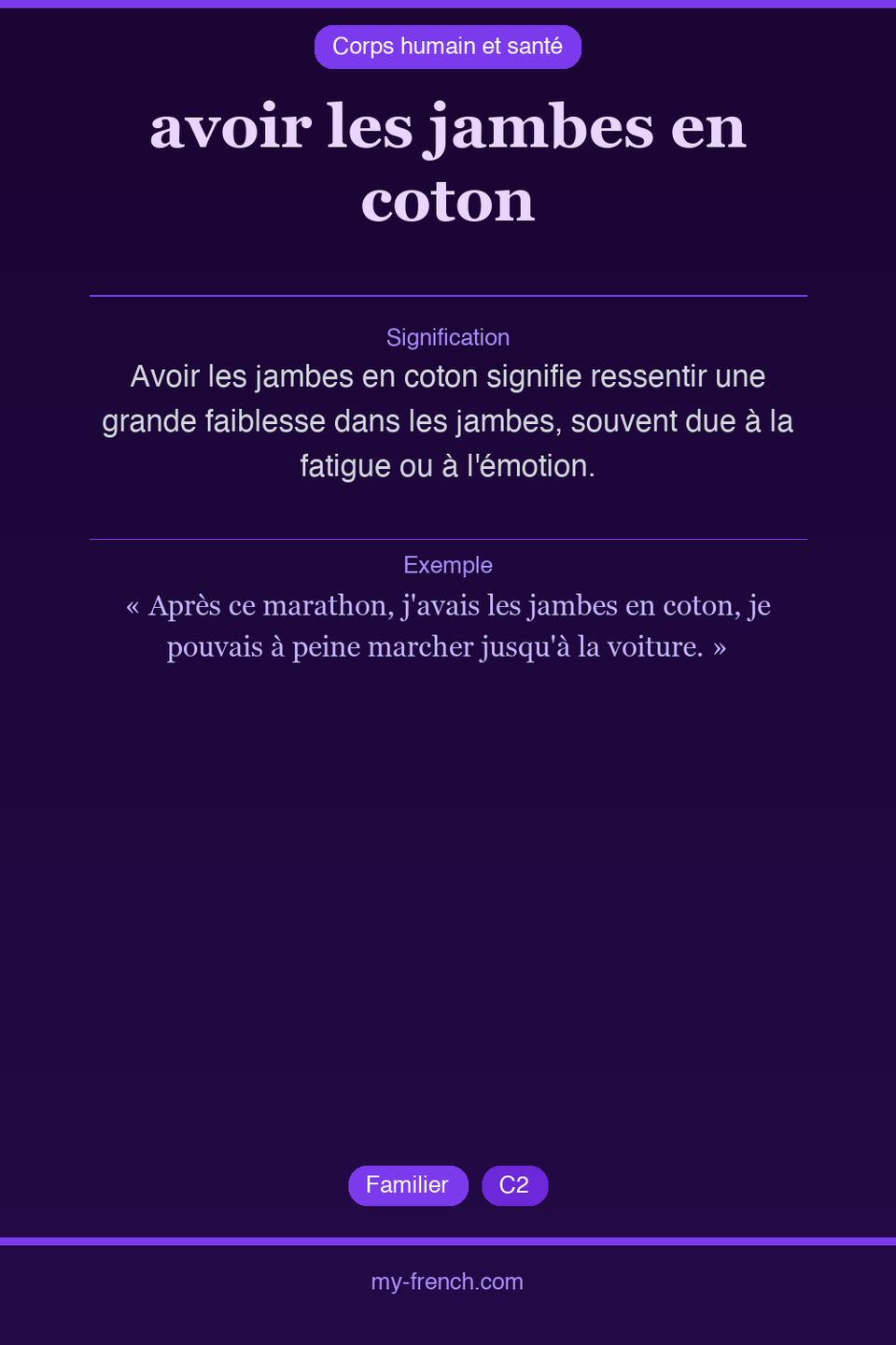 avoir les jambes en coton : que veut dire cette expression ?