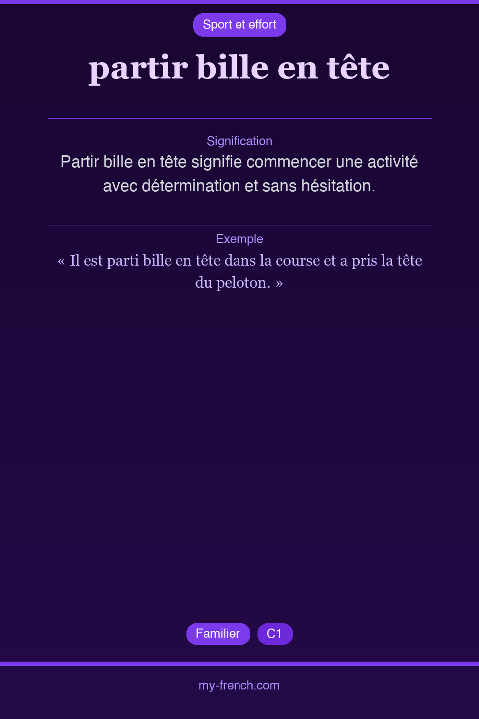 partir bille en tête : que veut dire cette expression ?