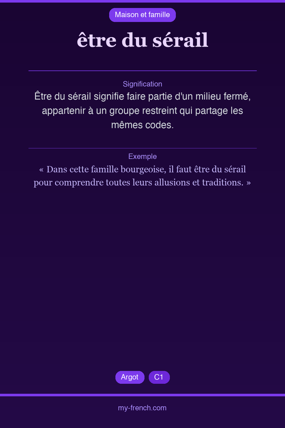 être du sérail : que veut dire cette expression ?
